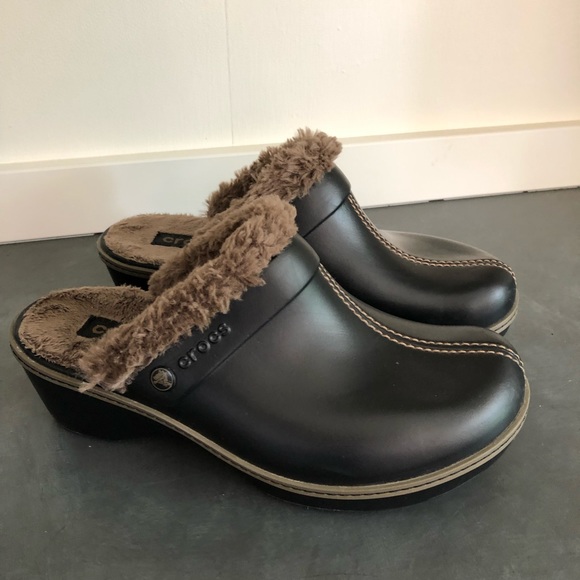fur lined clogs and mules